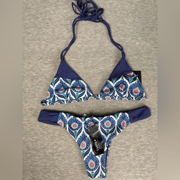 Tavik Other - Tavik Reversible Coco Scoop Neck Bikini Women's Navy Blue Polyester Swimwear Lrg